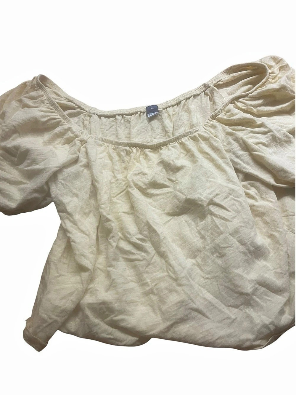 Old Navy Square-Neck Puff-Sleeve Top Blouse in pale yellow excellent